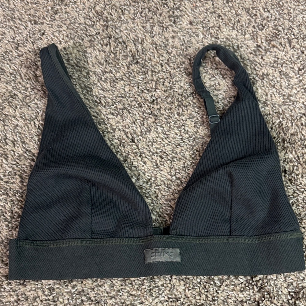 SKIMS Black Ribbed Bra